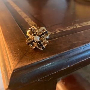 Vintage 14k sapphire and opal ribbon ring